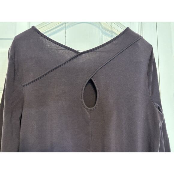 J Jill Womens Blouse Petite Medium Purple Back Keyhole Tunic Pockets Long Sleeve - Picture 4 of 6